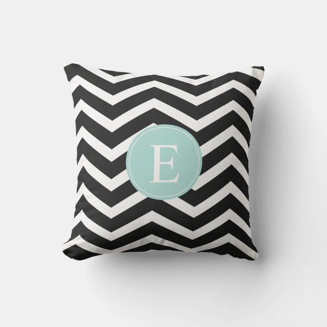 Black White Mint Turquoise Chevron Custom Buitenkussen (Voorkant)