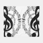 Black & White Mirror Afbeelding Music 2 Fleece Deken (Voorkant (Horizontaal))