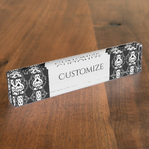 Black & White Mirror Afbeelding Music 2 Naambordje