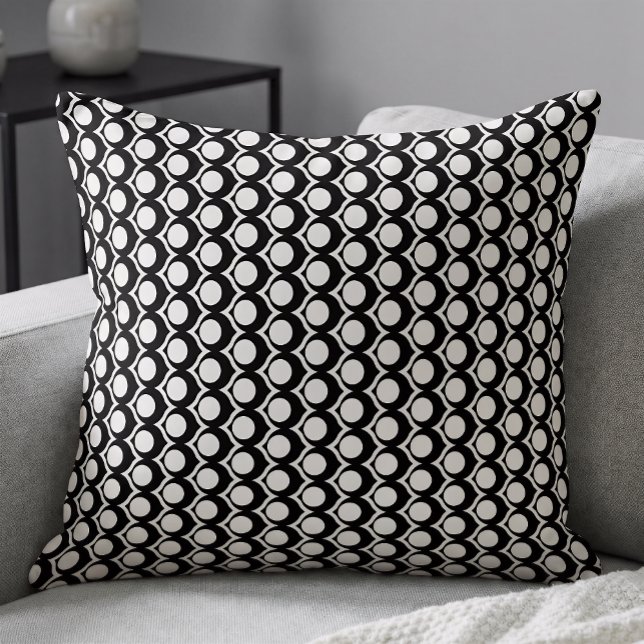 Black White Modern Geometric Pattern  Kussen (Creator heeft geüpload)