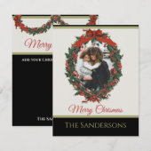 Black White Modern Holiday Foto Wreated Kerstmis (Voorkant / Achterkant)