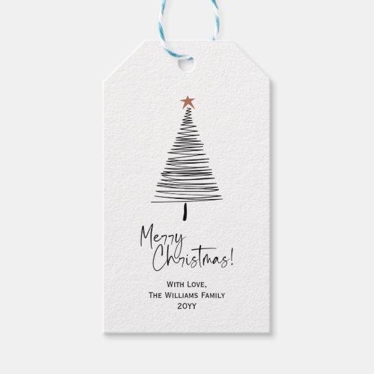 Black White Modern Merry Kerstmis - Labels met cad Cadeaulabel (Voorkant)