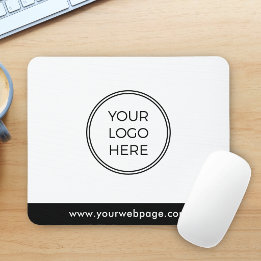 Black White Modern Minimal Business Logo Mouse Pad Muismat