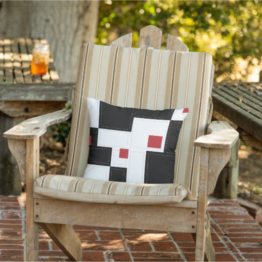 Black White Modern Patchwork Sierkussen (Stoel)