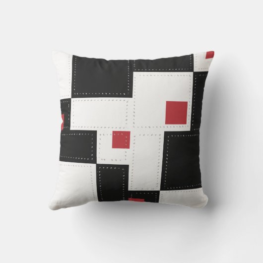 Black White Modern Patchwork Sierkussen (Achterkant)