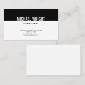 Black White Modern Plain Simple Minimalist Visitekaartje (Voorkant / Achterkant)