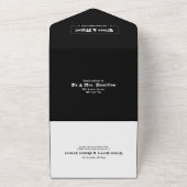 Black white Modern  retro script Wedding All In One Uitnodiging (Buitenkant)