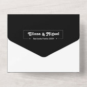Black white Modern  retro script Wedding All In One Uitnodiging (Achterkant)