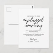 Black & White Modern Unplugged Wedding Sign  Briefkaart (Voorkant / Achterkant)