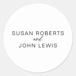 Black & White Modern Wedding  Classic Round Sticke Ronde Sticker