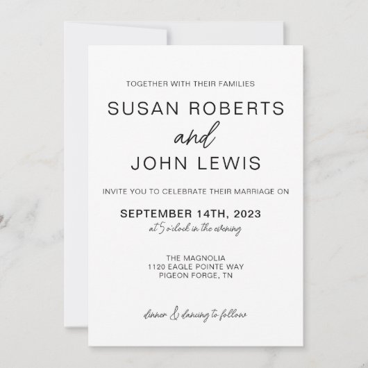 Black & White Modern Wedding Invitation  (Voorkant)