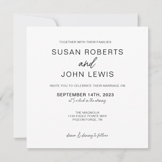 Black & White Modern Wedding Invitation  (Devant)