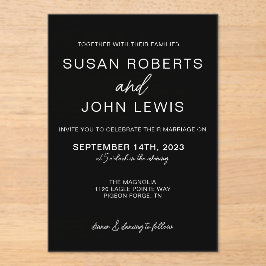 Black & White Modern Wedding Invitation  Acryl Uitnodigingen