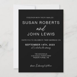 Black & White Modern Wedding Invitation  Kaart
