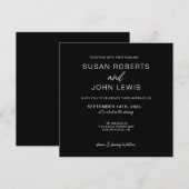 Black & White Modern Wedding Invitation  Kaart (Voorkant / Achterkant)