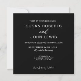 Black & White Modern Wedding Invitation  Kaart