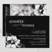 Black White Modern Wedding Photo Uitnodiging (Voorkant / Achterkant)