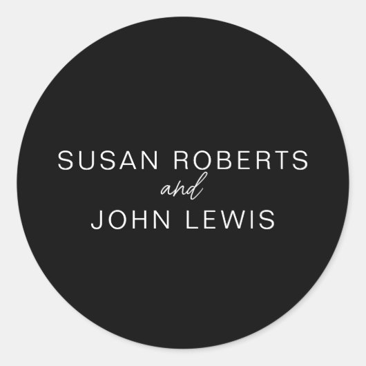 Black & White Modern Wedding  Ronde Sticker (Voorkant)