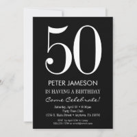 Black & White Moderne Adulte Invitations d'anniver