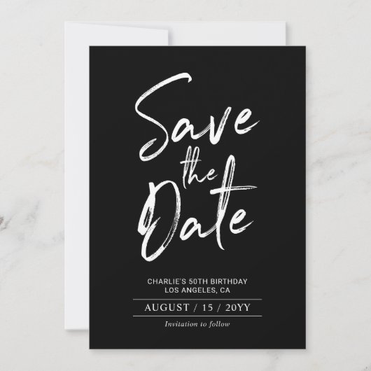 Black & White | Moderne carte d'anniversaire Save  (Devant)