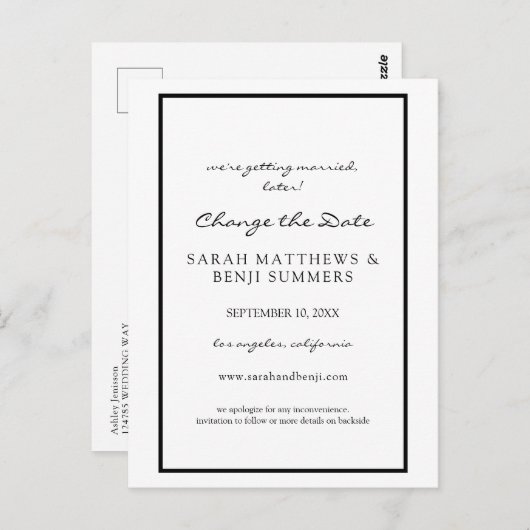 Black & White Modifier la carte postale Date (Devant / Derrière)