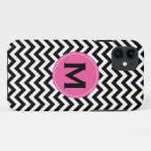 Black White Monogram Chevron Pattern Case-Mate iPhone Case (Achterkant (horizontaal))