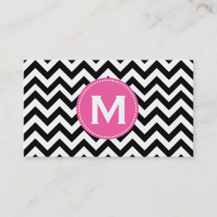 Black White Monogram Chevron Pattern Visitekaartje