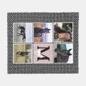 Black White Monogram Horse Foto Fleece Deken (Voorkant (Horizontaal))