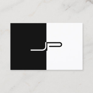 Black White Monogram Initiaal Elegant Modern Trend Visitekaartje