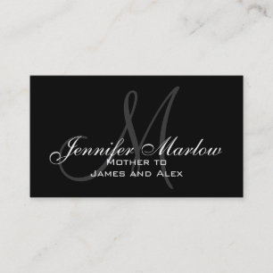 Black White Monogram Mammie Calling Card Contactkaartje
