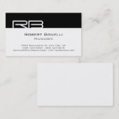 Black White Monogram Manager Visitekaartje (Voorkant / Achterkant)