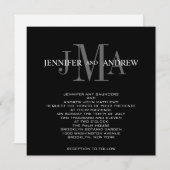 Black White Monogram Names Wedding Invitations Kaart (Voorkant / Achterkant)
