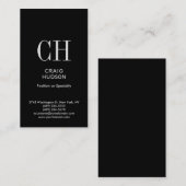 Black White Monogram Professional Visitekaartje (Voorkant / Achterkant)