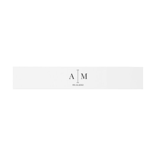 Black White Monogram Simple Minimal Wedding Uitnodigingen Wikkel (Vlak)
