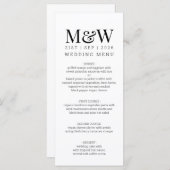 Black White Monogram Weddenschap Menu (Voorkant / Achterkant)
