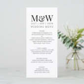 Black White Monogram Weddenschap Menu (Staand voorkant)