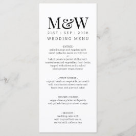 Black White Monogram Weddenschap Menu