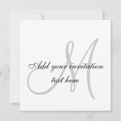 Black White Monogram Wedding Invitations Kaart (Achterkant)