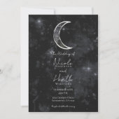 Black White Moon Celestial Night Starry Wedding Kaart (Voorkant)