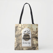 Black White Moon Modern Spooky Happy Halloween Draagtas (Voorkant)