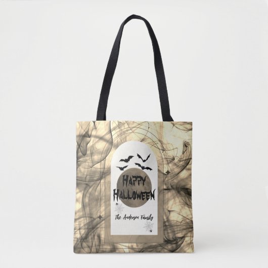 Black White Moon Modern Spooky Happy Halloween Draagtas (Voorkant)