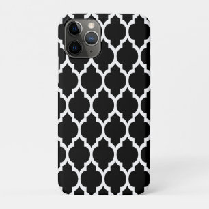 Black White Moroccan Quatrefoil Pattern #4 iPhone 11 Pro Hoesje