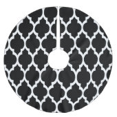Black White Moroccan Quatrefoil Pattern #4 Kerstboom Rok (Voorkant)