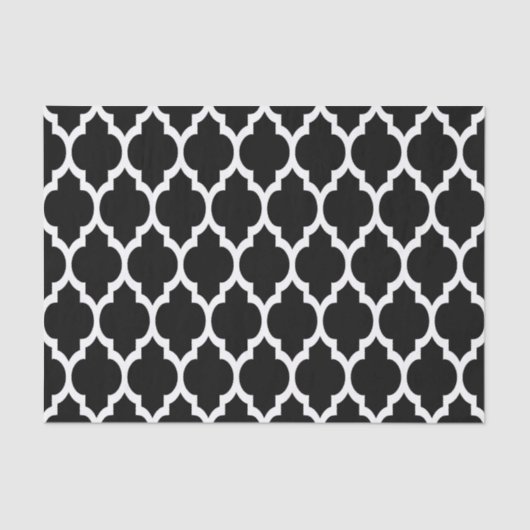 Black White Moroccan Quatrefoil Pattern #4 Tissuepapier (Voorkant)
