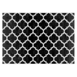 Black White Moroccan Quatrefoil Pattern #5 Snijplank