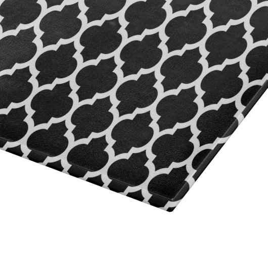 Black White Moroccan Quatrefoil Pattern #5 Snijplank (Hoek)