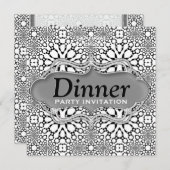 Black White Moroccan Tribal Dinner Party Invite Kaart (Voorkant / Achterkant)