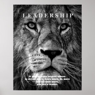 Black & White Motivatie Leadership Lion Poster
