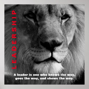 Black & White Motivatie Leadership Lion Poster