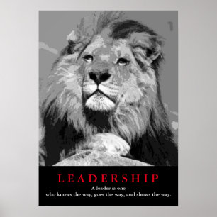Black White Motivatie Leadership Quote Lion Poster